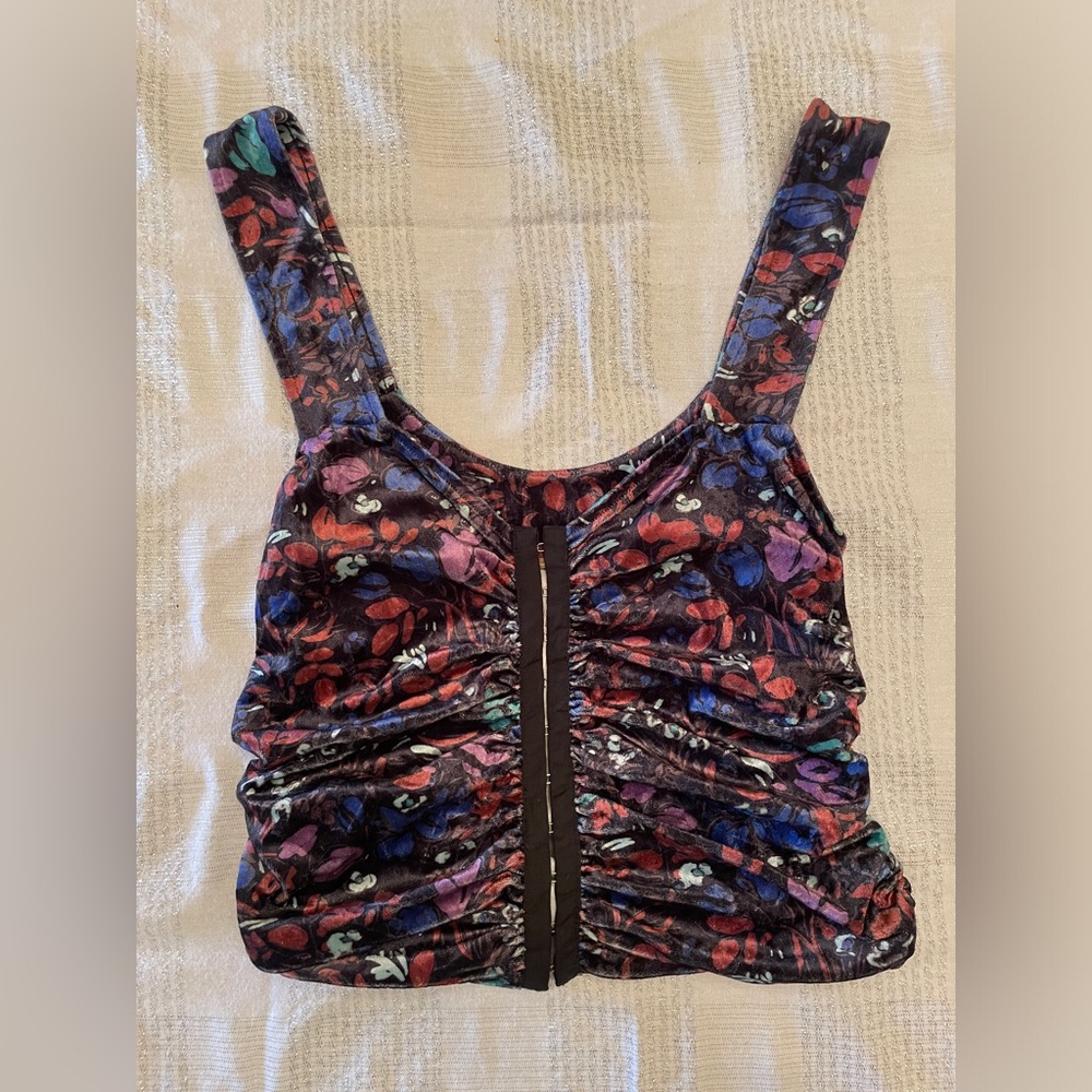 Free People Velvet Ruched Bustier Crop Top